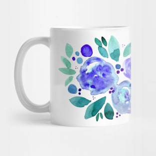 Watercolor flower bouquet - green and blue Mug